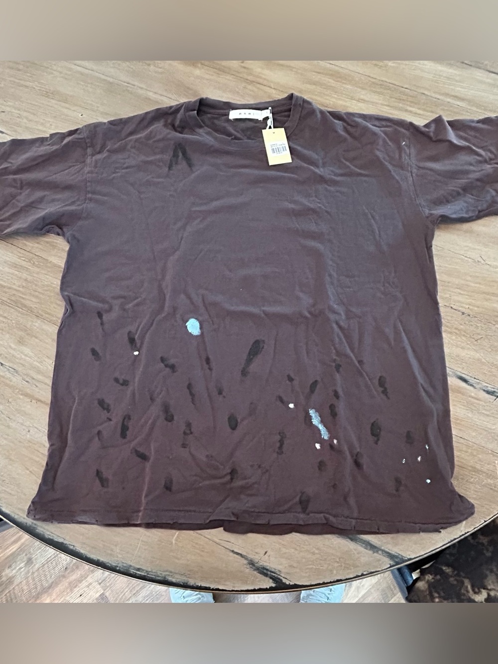 mnml Men’s Paint Splatter Oversized T-Shirt- Brown